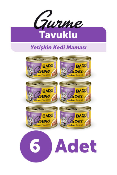 Bado GURME YAŞ YETİŞKİN KEDİ MAMASI TAVUKLU 85 GR 6 ADET