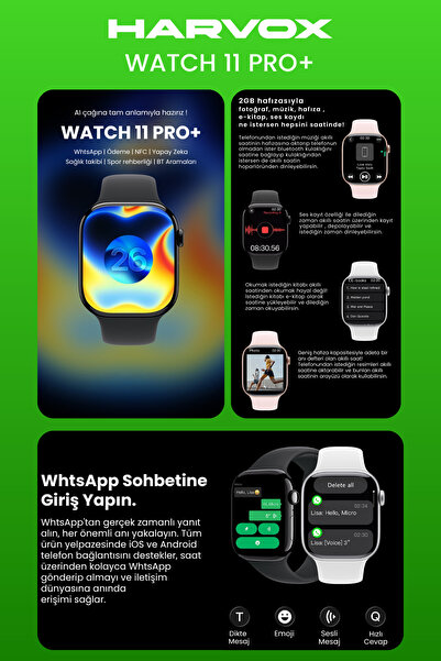 HARVOX Watch 11 Pro+ Akıllı Saat Iphone Ve Android Tüm Telefonlara Uyumlu
