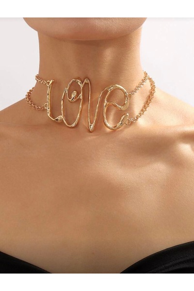 La Saade Iconic Amore Choker-Gold Love Statement Choker Necklace ✨