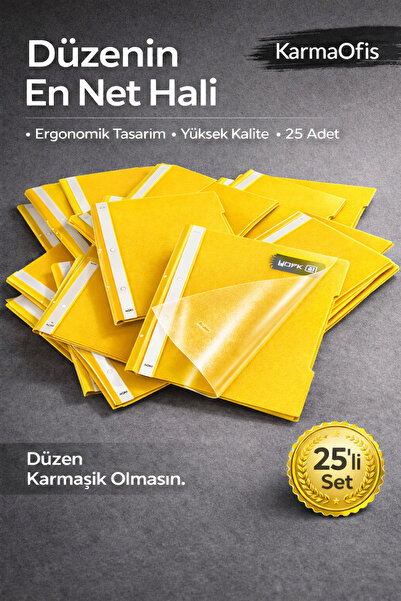 KarmaOfis Жовтий паперовий файл А4, набір з 25 штук – міцний та ергономічний ...