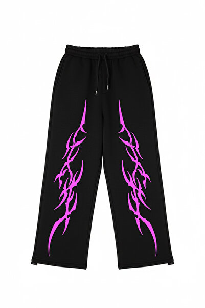 Sokak Butik بنطال رياضي أسود للرجال من بريميوم شارب بينك ليج