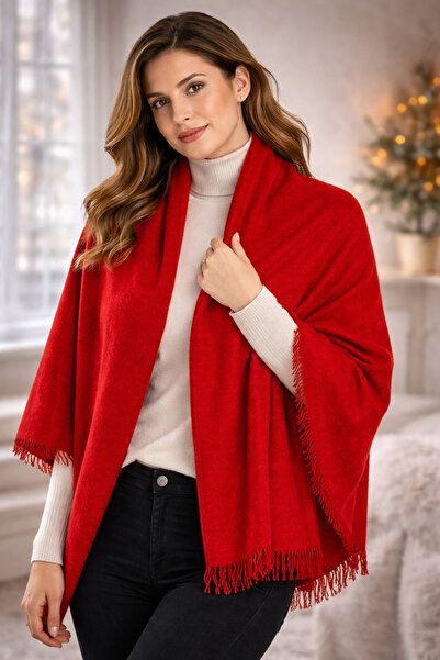 MYZİ STORE Women's Red Winter Shawl |   Soft Textured, Flowy, Stylish Shawl for Shoulder and Neck Wear