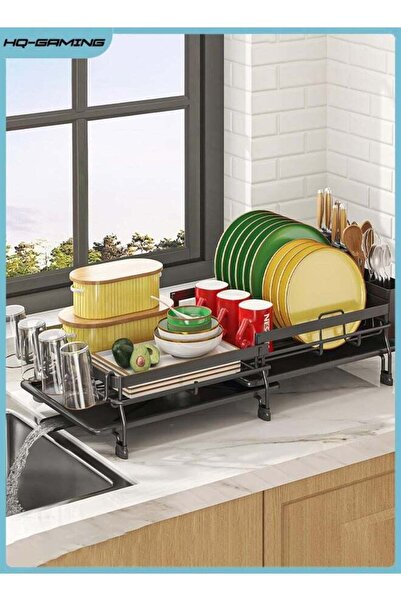 Generic HQ-GAMINExtendable Dish Drying Rack with Drainboard Set, Multifunctional Dish Rack for Kitchen Count