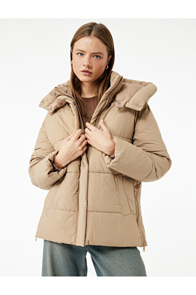 Koton Palton matlasat cu guler ridicat buzunare cu nasturi rapidi