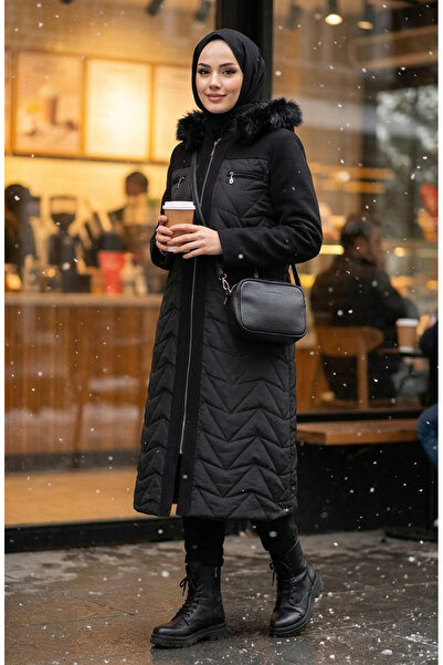 sefamerve Plus size cashmere coat 6248-01 black