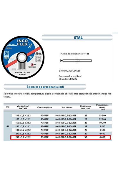 INCOFLEX DISC METALIC 230 x 3,2 x 22,2 mm