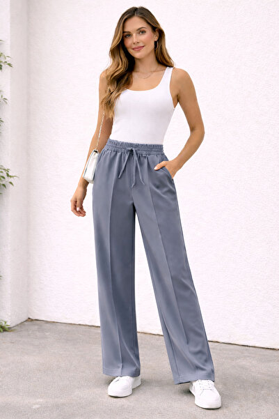 Mey Collection بنطلون نسائي MEY 210-12-25 من قماش الغوص بخصر مطاطي وأربطة وسا...