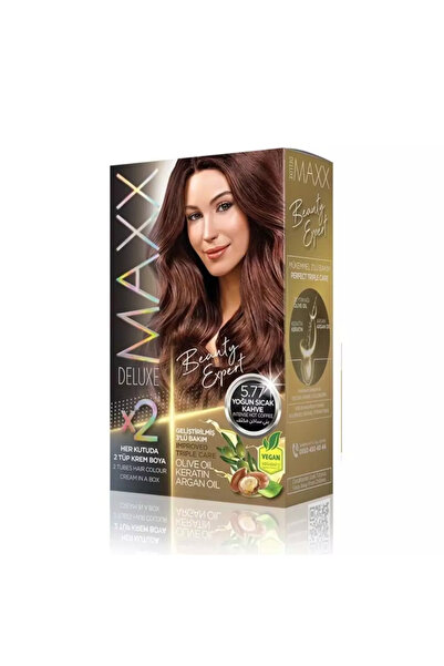 Maxx صبغة شعر دائمة فاخرة مع الكيراتين بزيت الزيتون وزيت الأرغان - 5.77 لون ق...