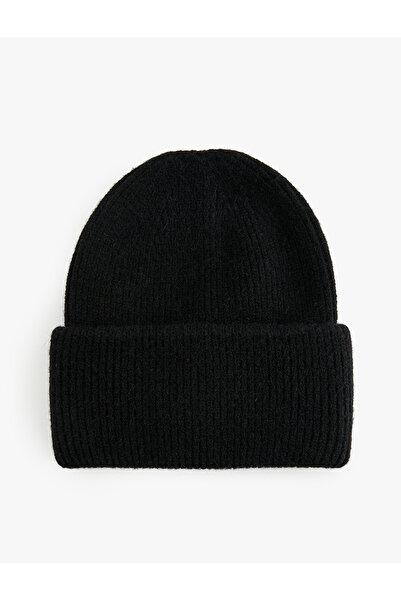 Koton Soft Textured Fold Detailed Basic Knitwear Knitted Beanie
