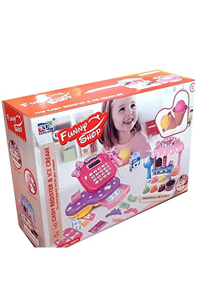 Toybox Ice Cream Shop Playset for Kids, Pretend Role Play Toy Store with Cash Register, Popsicles, Cones