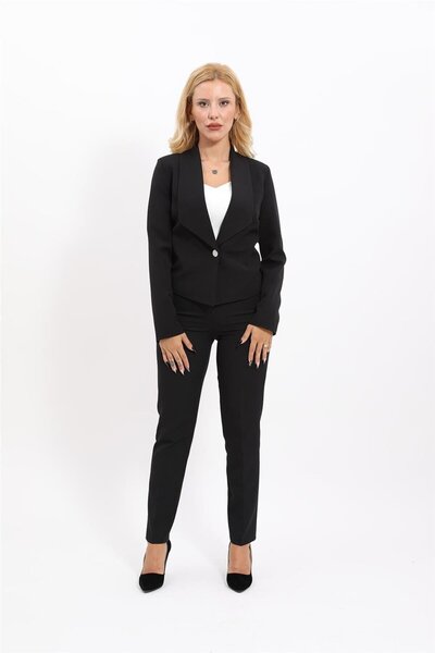 ÖNDER ÖZSOY One Button Classic Modern Jacket & Slim Leg Pants Women's Suit -B...