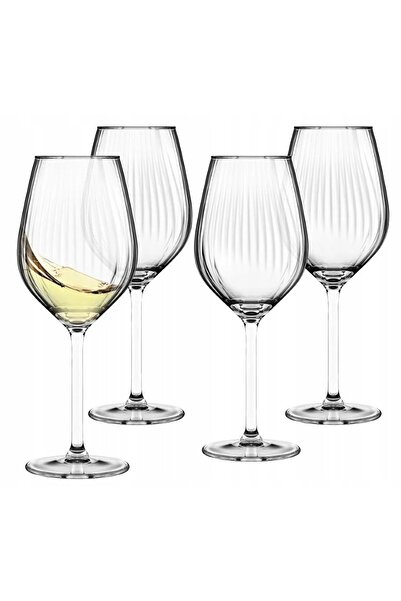 Other Kieliszki do wina białego 380 ml zestaw 4 sztuki, szkło ryflowane