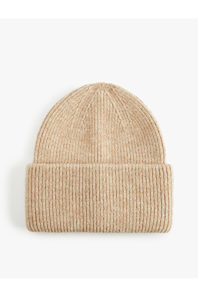 Koton Soft Textured Fold Detailed Basic Knitwear Knitted Beanie