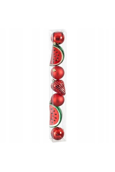 Other Set de globuri de Crăciun, 7 bucăți, decorative, căpșună și pepene verde