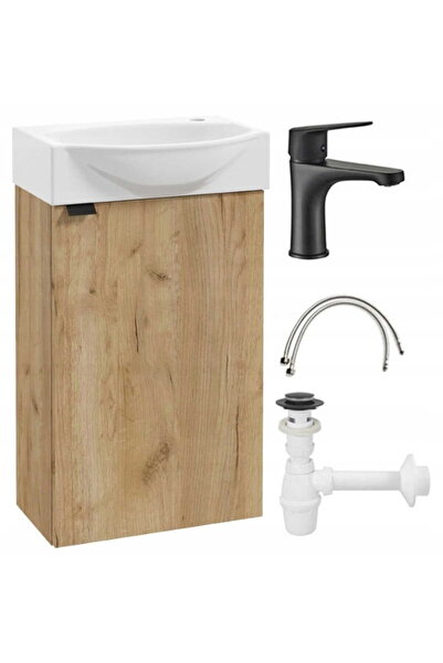 Other Dulap de baie cu lavoar 60x40 cm, suspendat, stejar artizanal, cu bater...