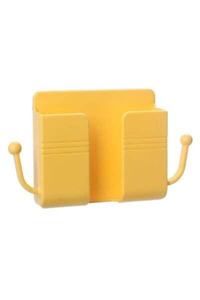 Bukela حامل جهاز تحكم عن بعد أصفر اللون يُثبت على الحائط للتلفزيون ومكيف الهواء، مزود بحامل لشحن الهاتف ومساحة تخزين.