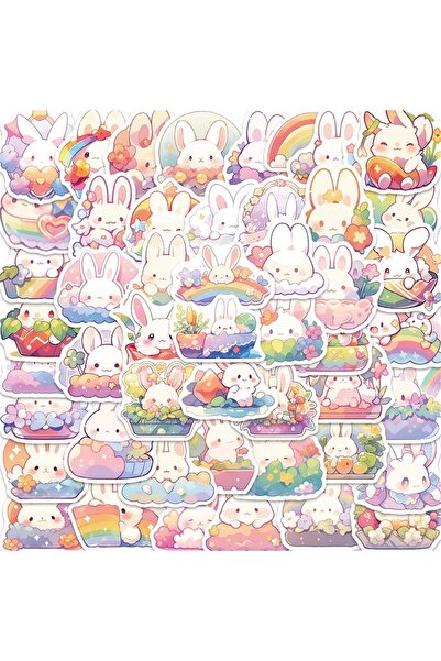 Arabest ٥٠ قطعة من ملصقات الأرانب اللطيفة، ملصقات أرانب كرتونية مقاومة للماء،...
