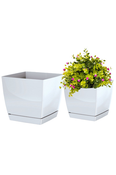 Other Doniczka z podstawką kwadratowa Coubi biała 13,5x12,4cm