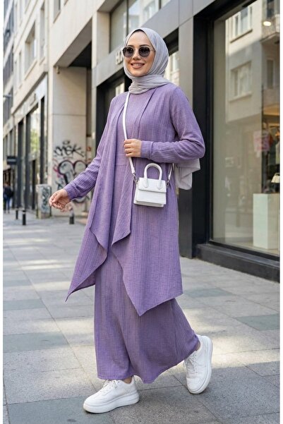 sefamerve Costum din două piese vestă rochie 6527-08 Liliac