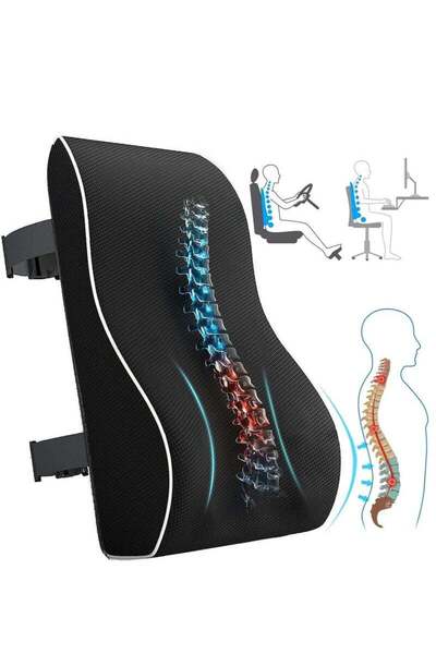 Saharaz Lumbar Support Pillow, Memory Foam Back Pillows, Lumbar Cushion for Office, Car, Wheelchair