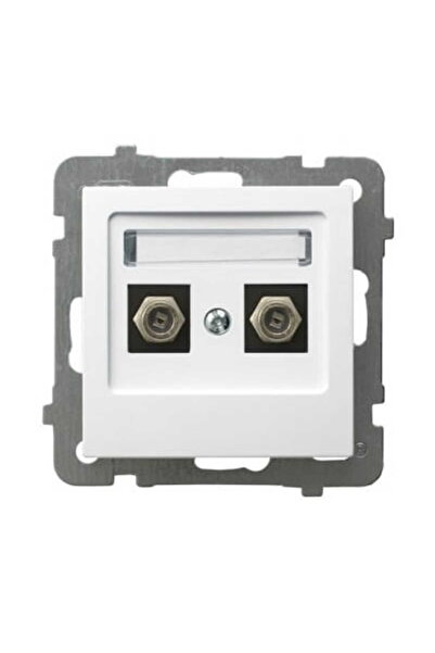 OSPEL Mufă de antenă albă tip F dublă, fără ramă