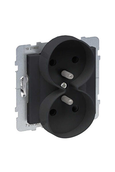 Legrand Gniazdo podwójne z uziemieniem czarne 2X2P+Z z przesłoną 16 A 250 V S...