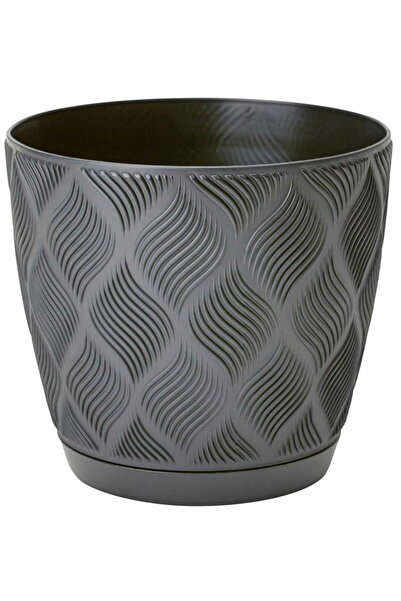 Other Doniczka antracyt 17,2x19cm klasyczna plasticowa z podstawką Flow Petit