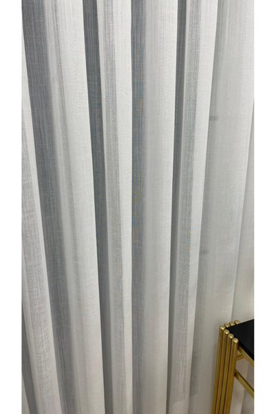 VOLPER MEKANİK Marsil Off-White Linen Backed 1/3 Tight Pleat Tulle Curtain