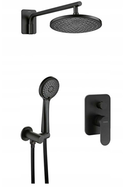 Other Deszczownica prysznicowa podtynkowa z baterią și 3funkcyjną słuchawką Czarna Alpinia