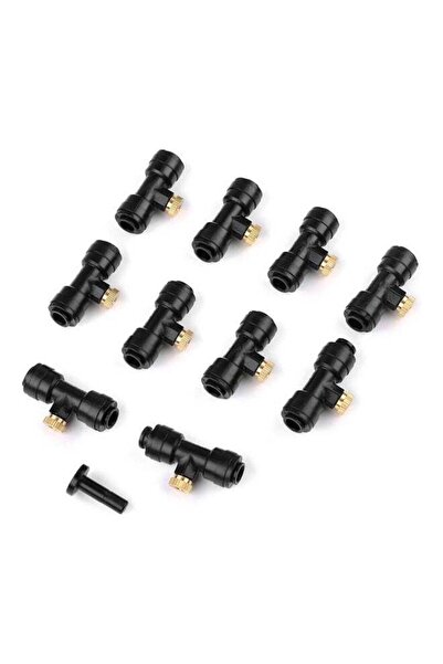 Generic طقم فوهات رش مكون من 10 قطع مع وصلات على شكل حرف T، أسود/ذهبي