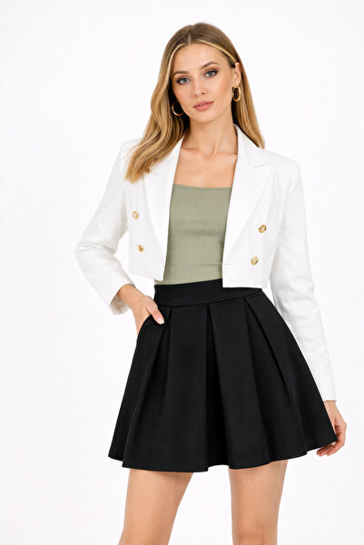 Nuevo Fustă mini neagră plisată – Talie înaltă, croială în A, casual și elegantă