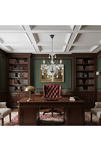 HAMER Luxury chandelier, classic and modern style, silver candlestick with transparent finish