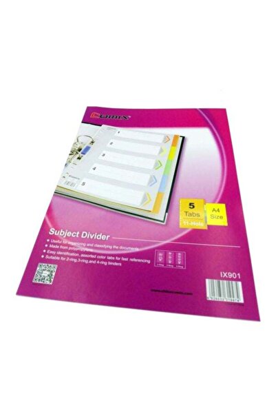 Comix A4 11 Hole Classified 5 Color Index Paper Divider Grey/White/Red