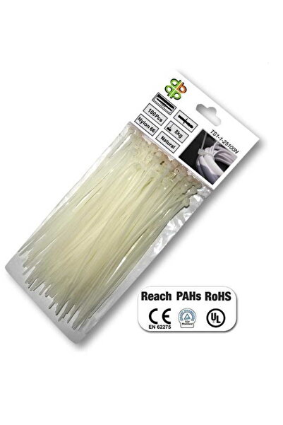 Bradas WHITE PLASTIC BAND 3.6 x 200mm 100pcs.