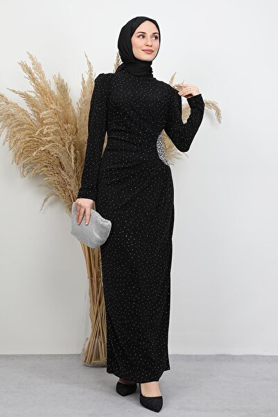 lizatesettür Moana Taşlı Abiye Siyah