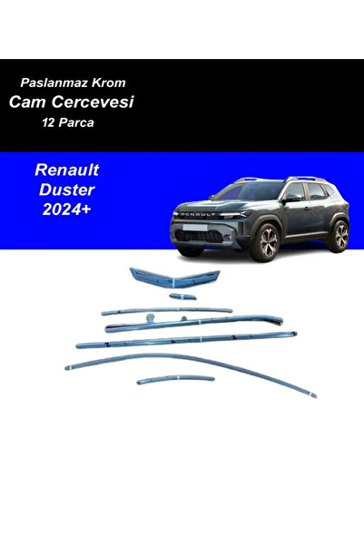 FV-TUNİNG Dacia Duster Krom Cam Çıtası Çerçeve 2024+ Tamtur 12 Parça