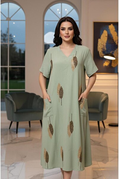 DAKEN روب نسائي قصير معا جيوب بتشكيله رائعه