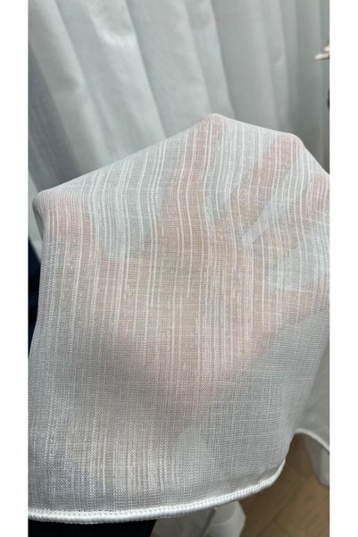 VOLPER MEKANİK Marsil Off-White Linen Backed 1/3 Tight Pleat Tulle Curtain
