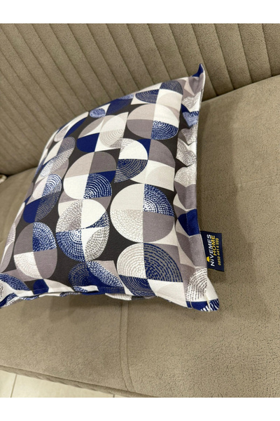 NİVEMESHOME غطاء وسادة موزايك أزرق-أبيض (45×45)