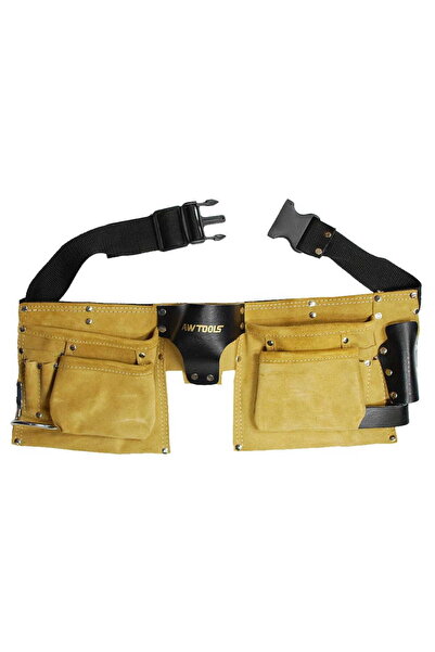 AwTools CUREA DIN PIELE PENTRU TEGLETE CU 11 BUZUNARE / CUREA DIN MATERIAL TE...