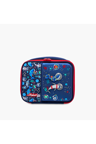 Skylar Astronaut Shark Print Lunch Bag with Zip Closure