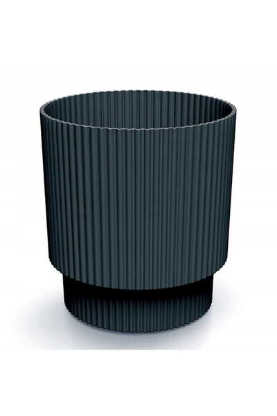 Other Doniczka antracytowa prążkowana plastikowa 15,7x14,6 cm ozdobna Milly R...