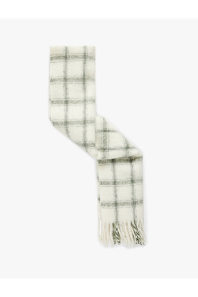 Koton Plaid Patterned Soft Textured Tasseled Long Scarf