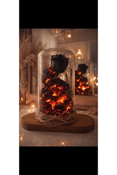 ZELORA Romantik masa lambası & dekoratif led ışıklı aydınlatma şömine görünümlü kara gül