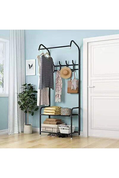 Arabest رف ملابس معدني شديد التحمل قائم بذاته مع قضيب علوي ورف تخزين سفلي من طبقتين