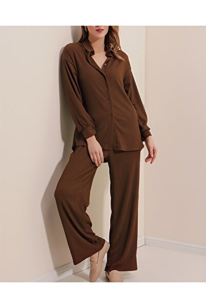 Modamorfo 5858 Knitted Double Suit - Brown