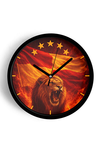 JHAAR Taraftar Tasarımlı Modern Duvar Saati - 35cm - Önü Camlı Siyah Kasa - S...