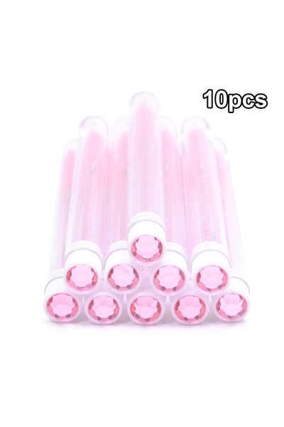 Choice3 10pcs pink diamond 10pcs Diamond Eyelash Brushes Spoolies Reusable Lash Mascara Wands In Tubes Eye B