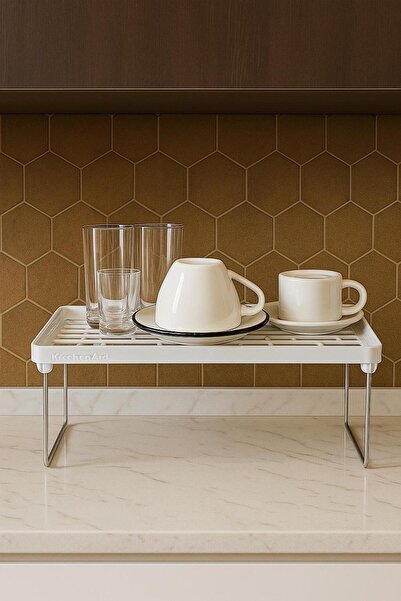 KAVAKPLASTİK Dolap İçi Düzenleyici Metal Ayaklı Klipsli Raf Tabak Bardak Rafı...