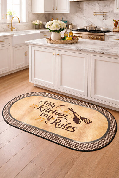 nex pack Modern Dijital Baskı Mutfak Halısı 75x150 cm | My Kitchen My Rules